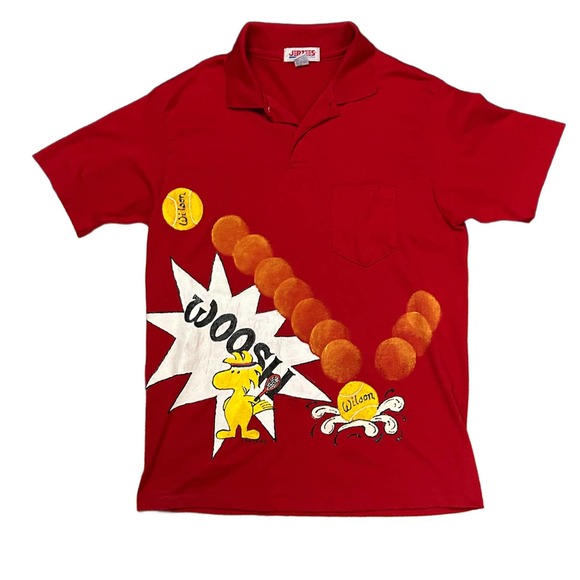 Jerzees Tops 99s Hand Painted Woodstock Peanuts Tennis Polo Shirt